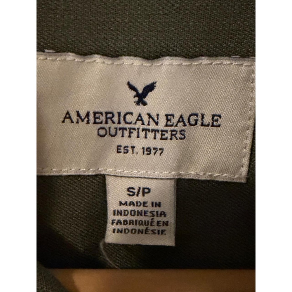 American Eagle Outfitters Mens Olive Green Lyocell Long Sleeve Utility Shirt S - Picture 4 of 7